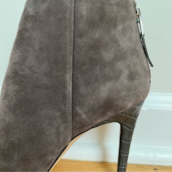 Sam Edelman Kourtney Gray Leather Suede Crocodile Heel Ankle Boots Size 8M - Picture 7 of 15